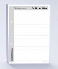 Notizblock A5 (148 x 210 mm) liniert, mit Namenseindruck