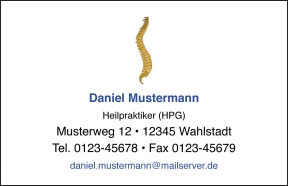 250 Visitenkarten mit Logo Wirbelsäule (mit Ihrer Gestaltung)