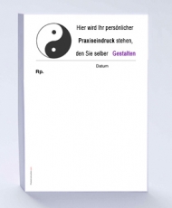 Rezeptblock DIN A6, 65 Blatt, mit Logo YingYang mit Ihrem Praxiseindruck