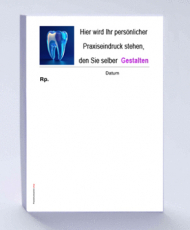 Rezeptblock DIN A6, 65 Blatt, Logo Zahn blau, mit Praxiseindruck