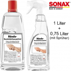 SONAX Handdesinfektionsmittel Kombipack 1 L + 0,75 L
