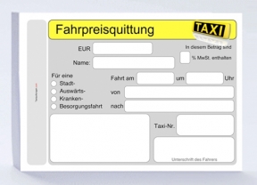 Taxiquittungen A6, Block mit 65 Blatt