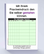 1.000 Terminzettel, DIN A7 grün, mit Praxiseindruck