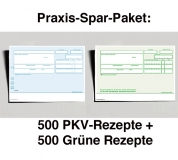 Spar-Paket: PKV-Rezeptvordrucke blau UND Rezeptvordrucke Grünes Rezept (2 x 500 Blatt)